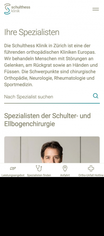Schulthess Klink Specialists Mobile